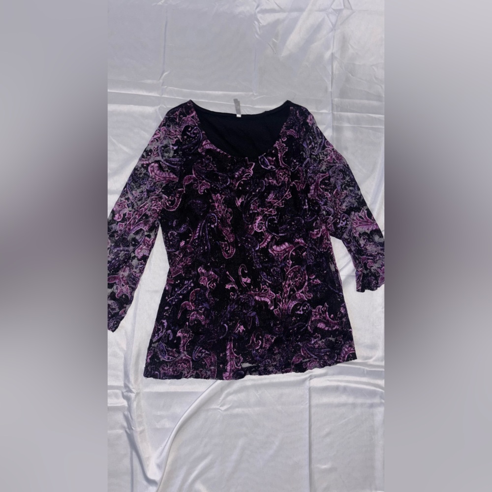 White Stag Purple and Black Paisley Top
